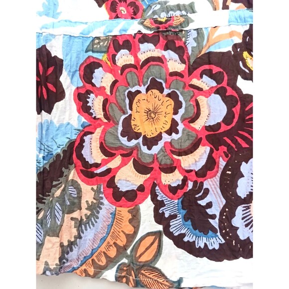 Manorama Italian Style Cover Up Bright Floral Beaded Accents Vented Sides Sz S - Picture 6 of 9